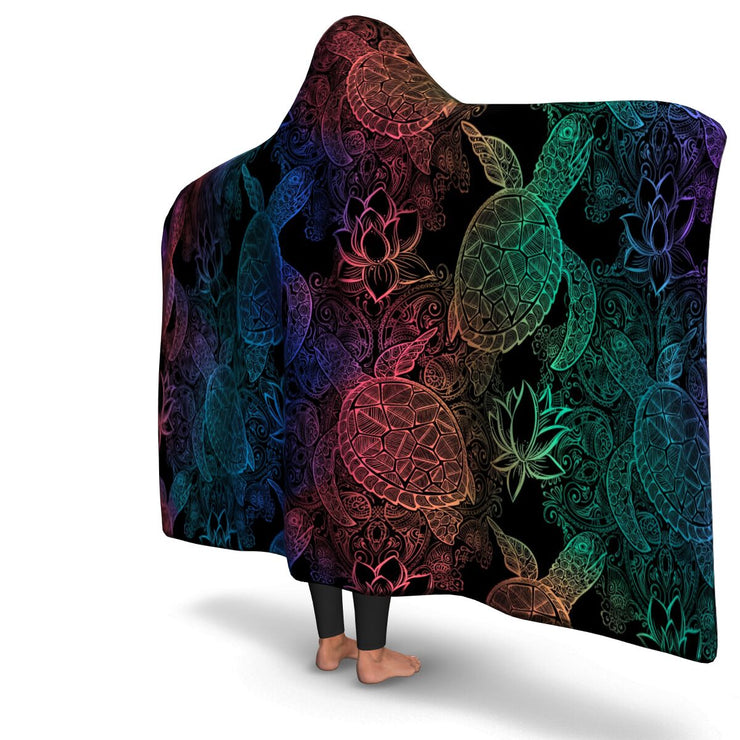 Colorful Turtle hooded blanket